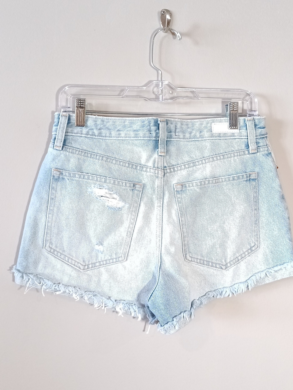 Abercrombie & Fitch Annie Light Blue Distressed Denim Cutoff High Rise  Shorts 6 - Picture 2 of 6